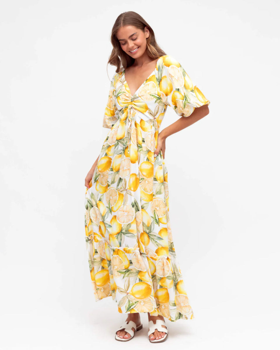 THE AMALFI SOLEIL DRESS - LEMON main image 1