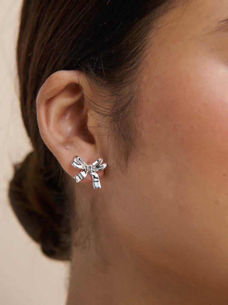 Bow Sterling Silver Plated Earrings - Indy Love