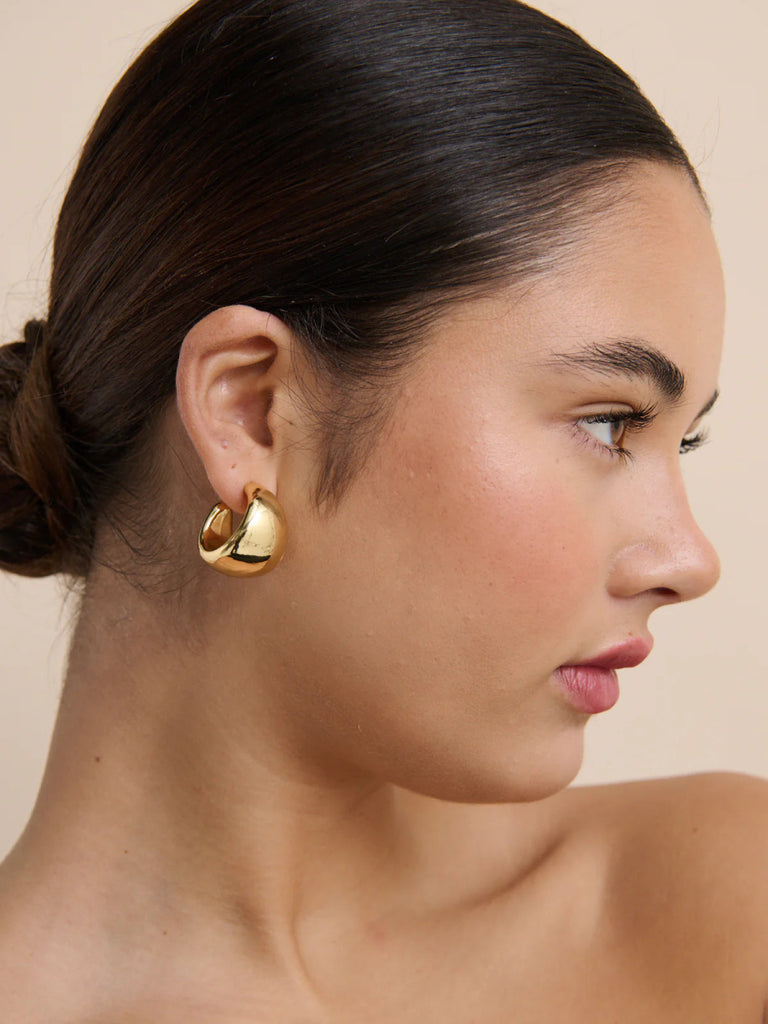 Dome Huggie 18K Gold Plated Earrings - Indy Love