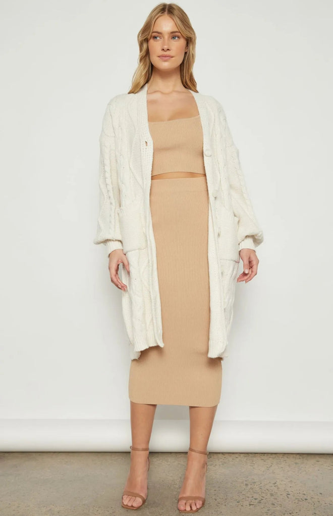 Raelene Cable Knit Longline Cardigan - Indy Love