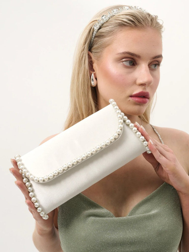 Yvette Pearl Trim Clutch Bag - Indy Love