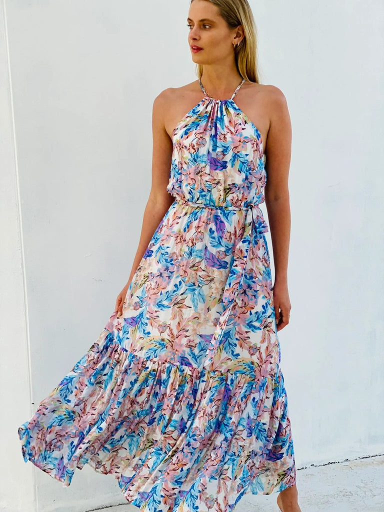 Bekky Floral Halter Neck Dress (preorder arriving Thursday) - Indy Love
