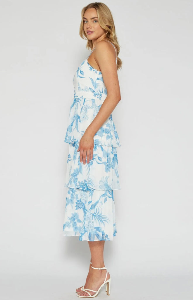 Betty Floral Chiffon Tiered Dress - Indy Love