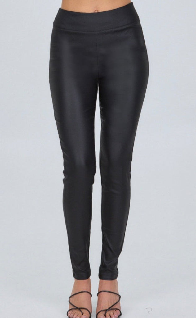 High Wasted Faux Leather Leggings - Indy Love